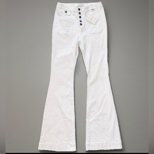 Judy Blue Jeans Women's 5/27 White Flare Fit Button Fly High Rise Trouser Hem
